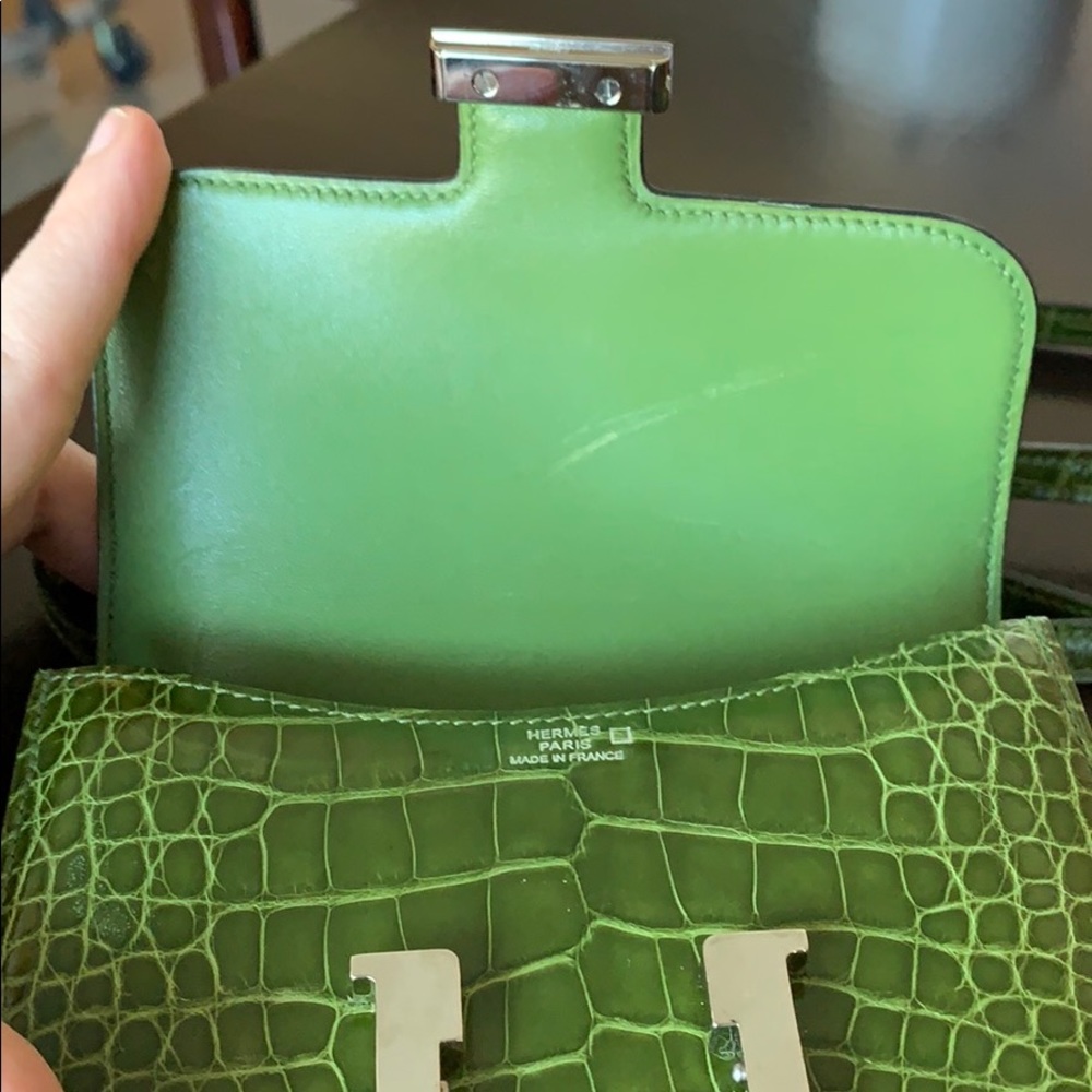 Hermès Crocodile Lime Green Mini Constance Bag Q - Picture 5 of 8